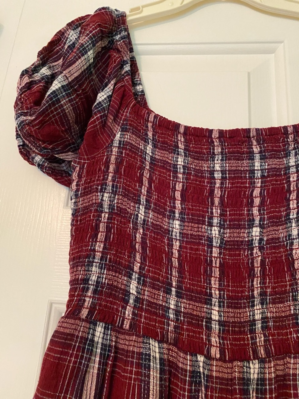 American Eagle Burgundy Navy Plaid Maxi Dress - Picture 3 of 6